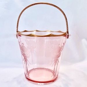 💲SALE💲♥️Host Pick! Antique Cambridge Pink Ice Bucket Urn Etch 739 c1930-1934